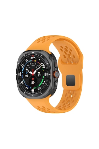 Galaxy Uyumlu Watch Ultra 47mm Zore Krd-119 Delikli Tasarım Silikon Kordon-sarı