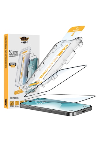 Buff Apple Uyumlu   iPhone 16 5d Easyfit 2 Adet Ekran Koruyucu