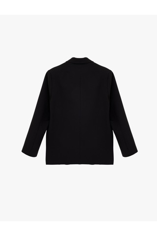 Koton Cep Detaylı Düğmeli Kruvaze Yaka Oversize Blazer Ceket Siyah 6sak50061uw Siyah