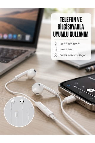 Yüksek Ses Kaliteli Mikrofonlu Kablolu Kulak İçi Kulaklık Yeni Nesil - Lisinya