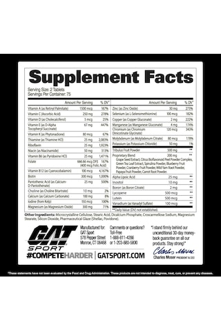 Gat Sport Gat Sport Mens Multivitamin Tribulus Booster + Test 15