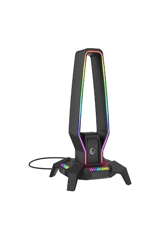 Rampage Rm-h27 Igrıs Kulaklık İçin Stand Rgb Işıklı 3 Usb 1 Type-c Siy