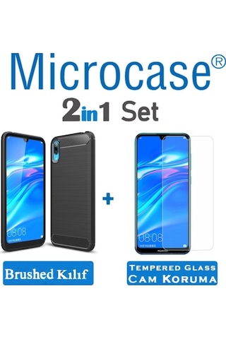 Huawei Y7 Pro 2019 Brushed Silikon Kilif + Cam (Seç) 344597530