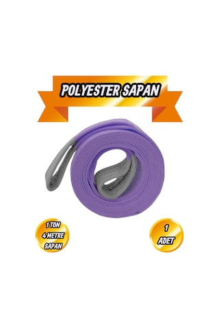 Polyester Sapan Mor Renk 1 Ton 4 Metre Sağlam Yük Kaldırma Taşıma İndirme Halat Spanzet