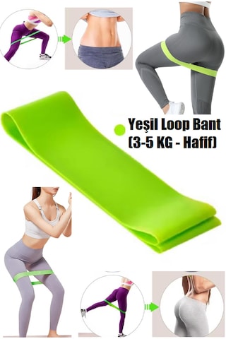 2'li Set Direnç Bandı 60 Cm X-hafif - Orta Pilates Egzersiz Yoga - Mini Loop Band Sarı - Yeşil
