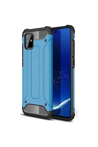 Noktaks - Samsung Galaxy Uyumlu Galaxy A81 Note 10 Lite - Kılıf Çift Katman Zırh Tank Crash Military Kapak - Mavi