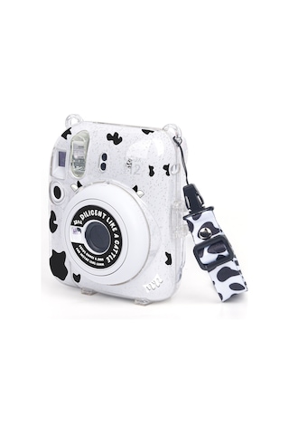 Instax Mini 12 Makine Uyumlu Beyaz Simli Pleksi Kılıf