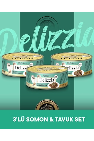 Reflex Plus Delizzia Yetişkin Somonlu-tavuklu Gravy Kedi Maması 3x85 Gram