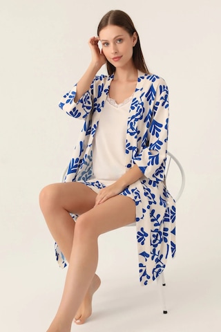 Arnetta 2924 3 Lü Sabahlıklı Kadın Şort Pijama Takımı Vanilya