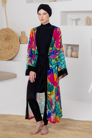 Adasea Uv Korumalı Mayo Üzerine Tek Pareo Kimono 1709 Mint Mint Yeşili