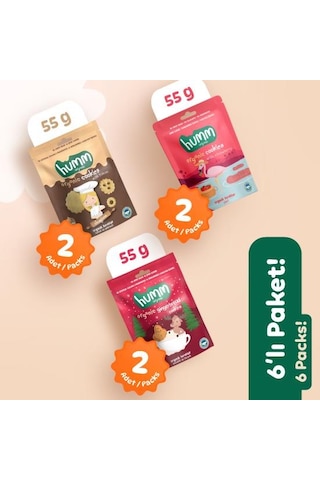 Organik Vegan Zencefilli Tahinli Ve Çilekli Tatlı Kurabiyeler Atıştırmalık Paketi - 6 Adet 3 Çeşit 320 G