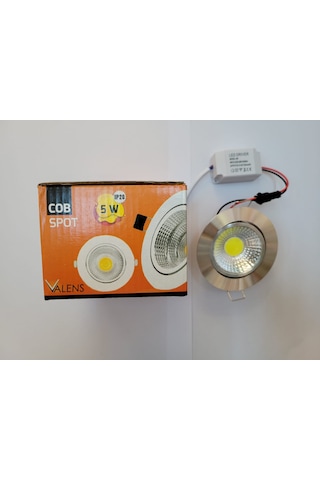 Valens 5 Watt Krom Kasa Beyaz Işık Trafolu Cob Led Spot 6 Adet