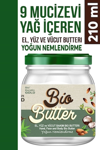Bio Keratin Gold Bio Butter 9 Yağ İçeren El Yüz ve Vücut Bakım Yağı 210 ML