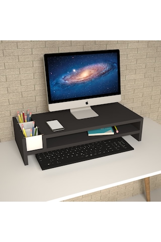 Emkawood Sally Siyah Monitör Yükseltici Laptop Standı