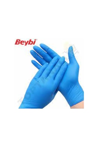 Beybi L Large Pudrasız Mavi Nitril Muayene Eldiveni 20 Paket 1 Koli Diğer
