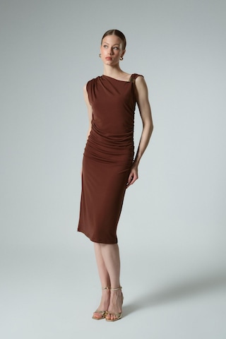 Buly Drape Elbise Kahverengi