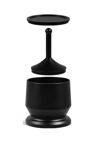 Wezone 58mm Çelik Kahve Toz Toplayıcı - Kapağı Ve Basma Aleti İle 3'lü Set, Espresso Torbası İçin Düzenleyici, Lehimli Ve Sağlam Siyah