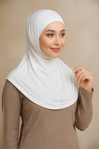 Sonbaharmoda Rahat Ve Şık İki Parça Viskon Likralı Tesettür Hijab Bone İçlik Günlük Kullanım Ve Namaz İçin Beyaz