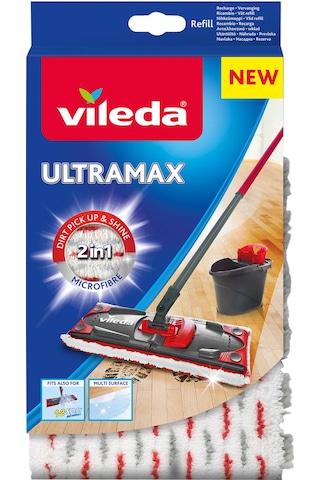 Vileda Ultramax Dikdörtgen Mikrofiber Yedek Paspas Beyaz - Kırmızı
