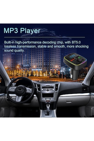 Tenfowee Siyah Araç Fm Transmitter: Bluetooth免提 Arayüzü, Pd Hızlı Şarj + Çift Usb, Mp3 Çalar, Stüdyo Kalitesi Ses, Ambiyans Lambası İle 12-24v Uyumlu