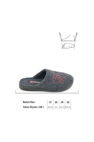 Gezer Kadın Kışlık Keçe Nakışlı Kalp Tasarım Ev Bahçe Terlik Gt1kzm.16089.00.2d4.0c Antrasit
