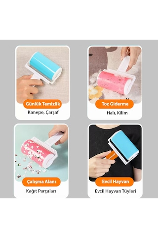 Turunckoli Yıkanabilir Pratik Tüy ve Toz Toplama Rulosu / Elbise Tüy TozKırıntı Toplama Rulosu
