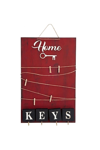 Dekoratif Home Keys Ahşap Resimlik Ve Notluk Kırmızı