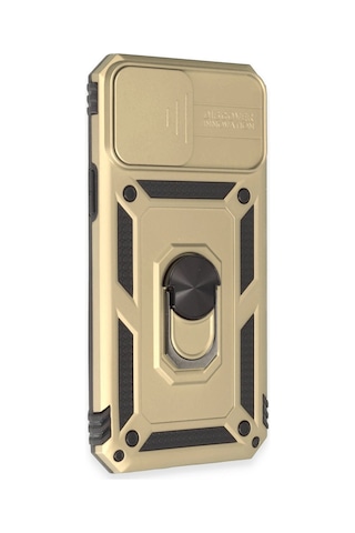iPhone Uyumlu 12 Pro Max Kılıf Pars Lens Yüzüklü Silikon - Gold Çokrenkli