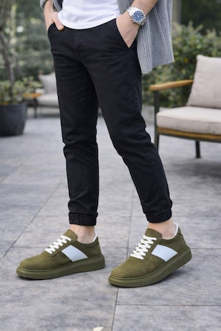 Dmr Elegance Jy011 Line Erkek Günlük Bağcıklı Süet Spor Sneaker Ayakkabı Sht - Haki/beyaz