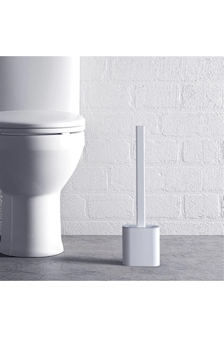River World Askılı Kapaklı Duvara Monte Olabilen Klozet Yumuşak Silikon Başlıklı Tuvalet Fırçası Seti