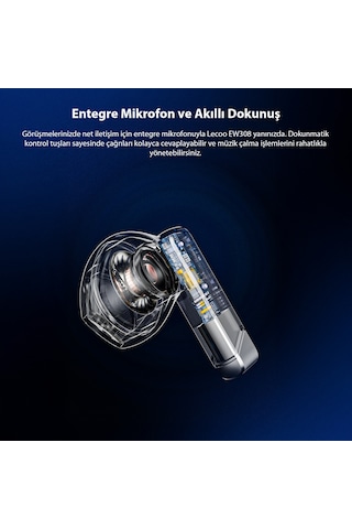 Lecoo EW308 Kablosuz Bluetooth 5.1 TWS Mikrofonlu Kulak İçi Kulaklık