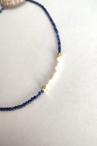 Sertifikalı 3 Mm Lapis Lazuli, Gerçek İnci Doğaltaş Kolye 262 Lacivert