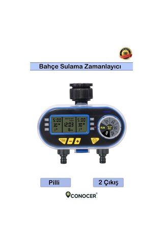 2 Çıkışlı Bahçe Sulama Zamanlayıcısı Şebeke Musluk Uyumlu Pilli Dijital