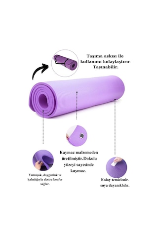 CKSpor 10 MM Konfor Doku Kaymaz Nbr Mat Taşıma Askılı Pilates Egzerisiz Minderi