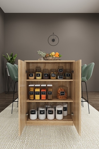 Asra Trend Mutfak Adası MA-04 %100 MDF Dolaplı Yemek ve Bar Masası Sonoma