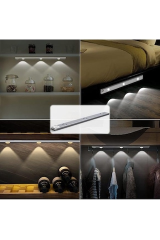 Cm 103 Dekoratif Şarjlı Hareket Sensörlü Led Aydınlatma 500x35x10mm Beyaz