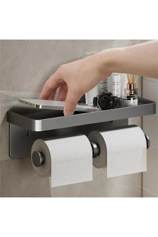 Ruicoo Dayanıklı Alüminyum Tuvalet Kağıdı Askısı - 10 Kg Taşıma Kapasiteli Gri