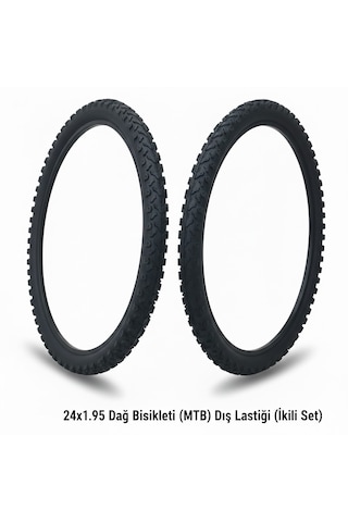 24 Jant Bisiklet Dış Lastik Takımı - 2 Adet 24x1.95 Dağ Bisikleti Mtb Dişli Dış Lastik