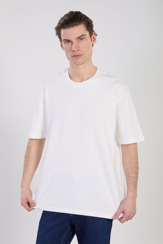 Barrels And Oıl Erkek Bisiklet Yaka Oversize T-shirt - Beyaz Beyaz