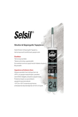 Selsil 9'lu Beyaz Renk Süpürgelik Yapıştırıcı Silikon Ve Rosıe