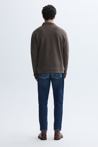 Mudo Erkek Erkek Kahverengi Fermuarlı Dik Yaka Sweatshirt 1263436