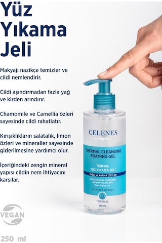 Celenes Yağlı ve Karma Ciltler için Termal Yüz Yıkama Jeli 250 ML