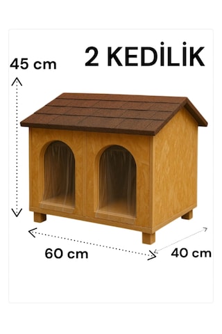 Reyo Narım 2 Kedilik Kedi Evi Su Ve Soğuk Yalıtımlı İç Ve Dış Mekan Kedi Barınağı