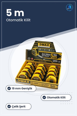 Şerit Metre 5 M X 19 Mm Çelik Otomatik Kilitli Stoplu Ölçüm Aleti