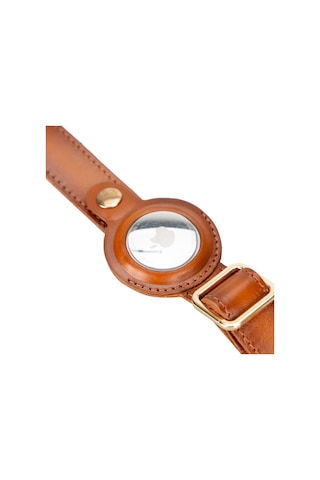 Doggo Gerçek Deriden El Yapımı Köpek Tasması Apple Airtag Uyumlu 50 CM Taba