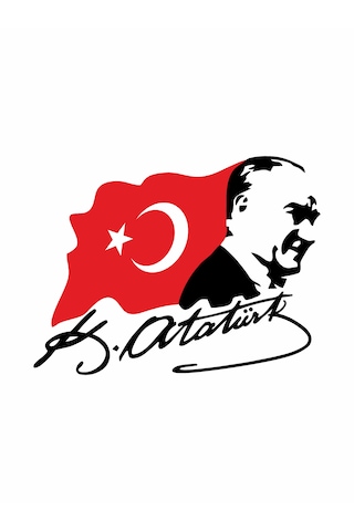 Atatürk Silet Ve Bayrak Ay Yıldız Sticker - Atatürk Türkiye Mustafa Kemal Atatürk Sticker - Araba Oto Motosiklet Karavan Cam Sticker - 02511 15x11 Cm