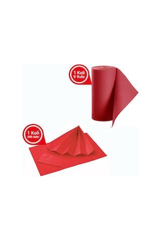 Dentreal Avrupa Rulo Hasta Önlüğü Ve Tabla Örtüsü Takım Kırmızı