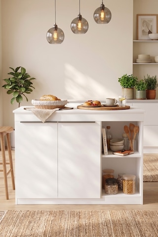 Orren Ada Mutfak Yemek Masası 2 Kapaklı 120cm Beyaz Or2-w