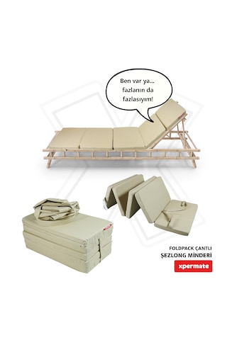 Xpermate Katlanır Şezlong Minderi Çantalı Cepli Foldpack 30x60bej