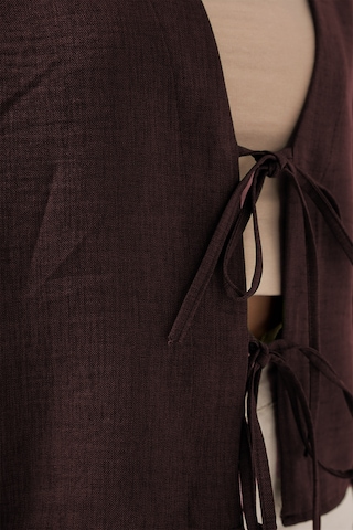 Bigdart Önü Bağlamalı Keten Kimono 960 - Kahverengi